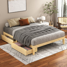 Kiri Pine Wood Bed Base with Underbed Storage