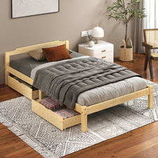 Kaeda Pine Wood Bed with Storage