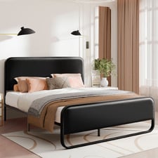 Black Stephan Faux Leather Bed Frame