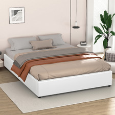 White Tiago Faux Leather Gas Lift Bed Base