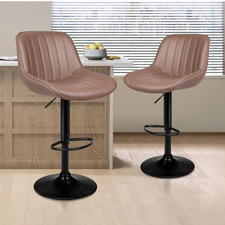 Brown Avalache Faux Leather Adjustable Bar Stools (Set of 2)