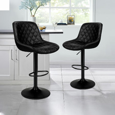 Black Nunnally Faux Leather Adjustable Bar Stool (Set of 2)