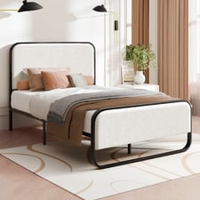 White Stephan Boucle Bed Frame