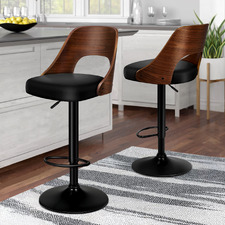 Bennet Faux Leather Adjustable Bar Stools (Set of 2)