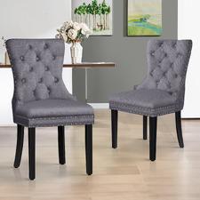 Faust Tufted Pine Wood Dining Chairs (Set of 2)