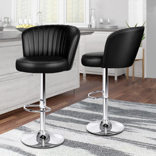 Vermillion Faux Leather Adjustable Bar Stools (Set of 2)