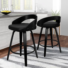 64cm Newton Faux Leather Swivel Barstools (Set of 2)