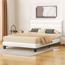 White Preston Boucle Bed Frame