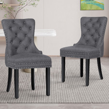 Faust Tufted Pine Wood Dining Chairs (Set of 2)