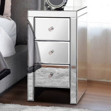 Allia 3 Drawer Mirrored Bedside Table