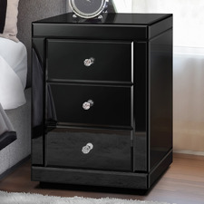 Allia 3 Drawer Mirrored Bedside Table