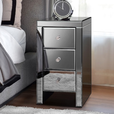 Allia 3 Drawer Mirrored Bedside Table