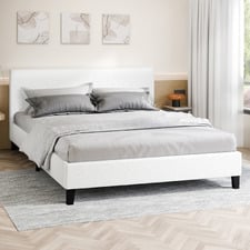 White Kiana Boucle Bed