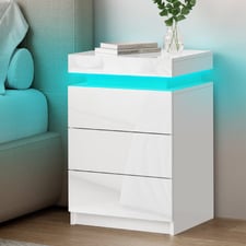Nova 3 Drawer Bedside Table with LED Light
