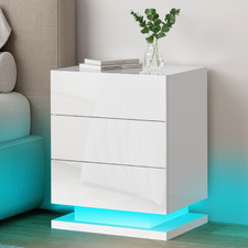 Nigel 3 Drawer Bedside Table with LED Light