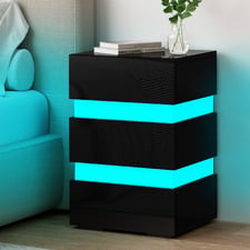 Nazir 3 Drawer Bedside Table with LED Lights