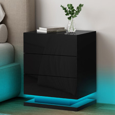 Nigel 3 Drawer Bedside Table with LED Light