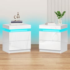 Warren 2 Drawer LED Bedside Tables (Set of 2)