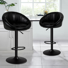 Sylvester Faux Leather Adjustable Bar Stools (Set of 2)