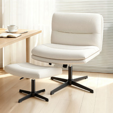 2 Piece Gregorie Velvet Office Chair & Ottoman Set