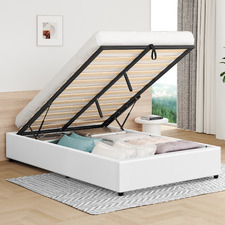 White Tiago Faux Leather Gas Lift Bed Base