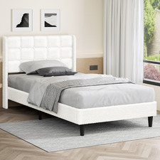 White Zadie Boucle Bed