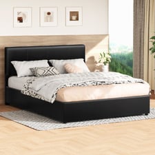 Black Hudson Faux Leather Gas Lift Storage Bed