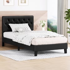 Black Vernon Faux Leather Bed Frame