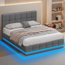 Grey Alfie Gas Lift Storage Bed Frame with LED