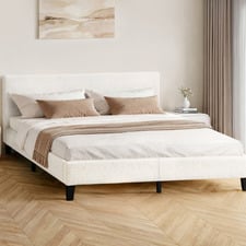 White Kiana Boucle Bed