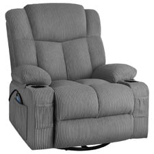 Hannah Corduroy Heated Massage Swivel Recliner Chair