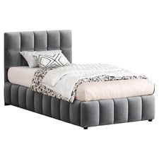 Grey Ellie May Velvet Gas Lift Storage Bed Frame
