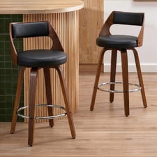 65cm Davian Faux Leather Swivel Bar Stools (Set of 2)