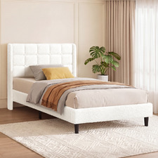 White Zadie Boucle Bed