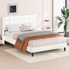 White Zadie Boucle Bed