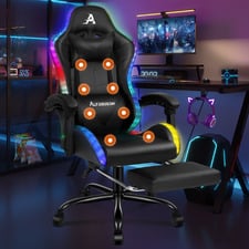 Delina LED Massage & Gaming Chair with Footrest
