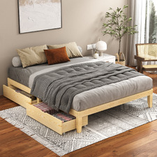 Kiri Pine Wood Bed Base with Underbed Storage