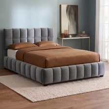 Grey Ellie May Velvet Gas Lift Storage Bed Frame