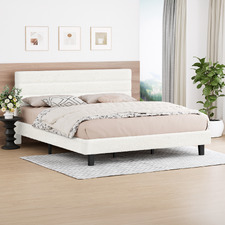 White Preston Boucle Bed Frame