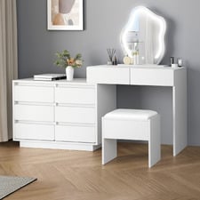 2 Piece Phoebe LED Dressing Table & Stool Set