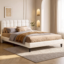 White Zadie Boucle Bed