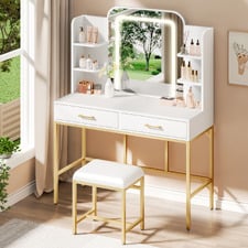 2 Piece Eloise LED Dressing Table & Stool Set