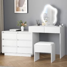 2 Piece Phoebe LED Dressing Table & Stool Set