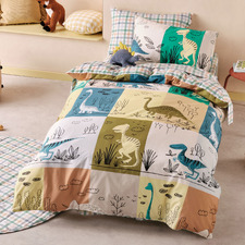 Prehistoric Patchwork Organic Cotton Percale Quilt Cover Set