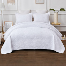 White Vivid Cotton Coverlet Set