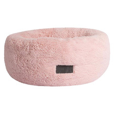Pink Plush Donut Faux Fur Dog Bed