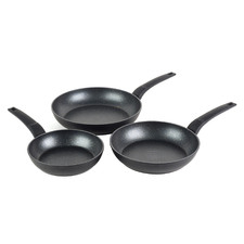 3 Piece Salter Black Aluminium Fry Pan Set