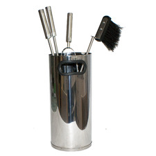 4 Piece Brigid Stainless Steel Fireplace Tool Set with Bucket Stand