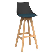 Black 75.5cm Reverie Oak Wood Bar Stool