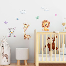 10 Piece Rhino, Giraffe & Lion Wall Decal Set